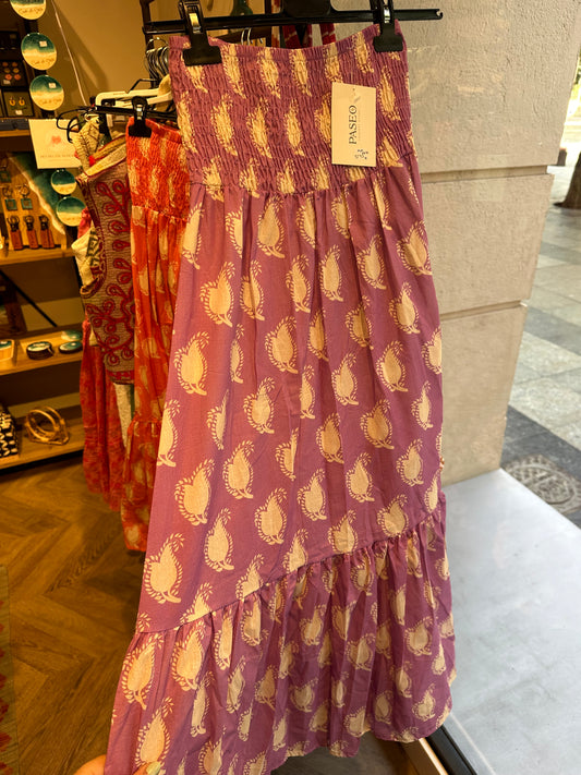 Falda larga boho lila